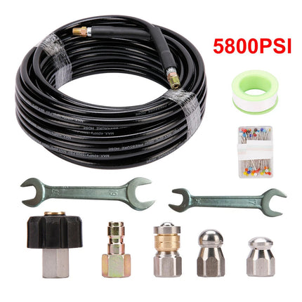 Sewer Jetter for Pressure Washer 49FT Cleaner Hose 5800PSI NPT 1/4" Hose Kit