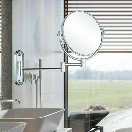 Two-Sided Swivel Wall Mount Mirror 8” Magnifying Mirror with Folding Arm Chrome