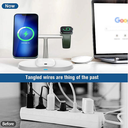 3 IN 1 15W Magnetic Wireless Charger Dock Stand For iWatch Air Pods iPhone 15 14