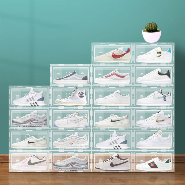 6 Packs Stackable Shoe Box Display Storage