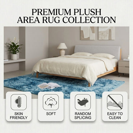 Soft Plush Blue Floor Area Rug 60cm x 160cm - Living Room Bedroom Carpet Mat