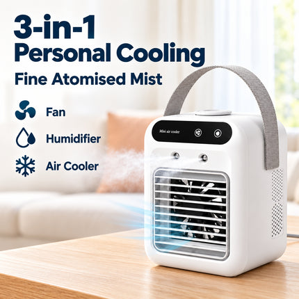 Portable USB Mini Air Cooler Fan with Mist 500ml Water Tank 2 Speed Desktop Cooling Fan