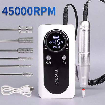 Professional Rechargeable Nail Drill File Machine 45000RPM Portable Electric