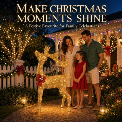 110cm Christmas Reindeer LED Lights Solar Powered Iron Frame Outdoor Garden Decoration