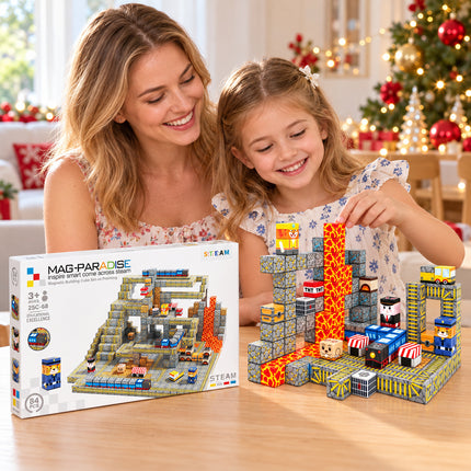 84 Pcs Magnetic Building Blocks Mining Railway Construction Toy Christmas Gift
