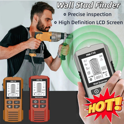 HW-710 Multi-Functional Stud Finder Wall Scanner AC Cable Wires Depth Tracker Red