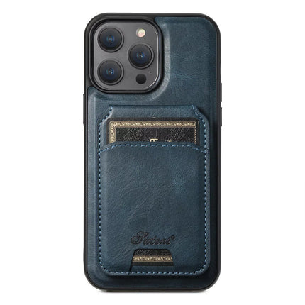Fr iPhone 15 Pro Max Detachable Card Wallet Leather Cover Blue