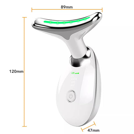 Neck Lifting Anti Wrinkle Facial Massager Beauty Device Vibration LED Light Skin(White)