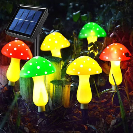 Solar Mushroom Lights LED Fairy String Light Outdoor Garden Path Xmas Decor Lamp