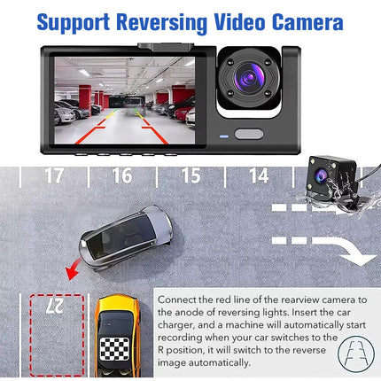 HD 1080P Dash Camera Front and Rear Inside Car DVR Dash Cam Video Recorder 3 Len