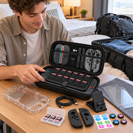 For Nintendo Switch 2 Carry Case Hard Shell Screen Protector Accessory Set Black