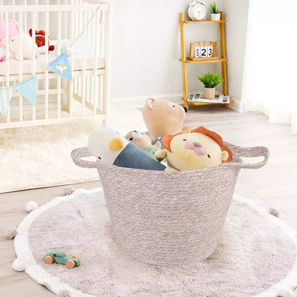 2 Piece Set Handmade Storage Baskets Cotton Rope Laundry Clothes Organizer