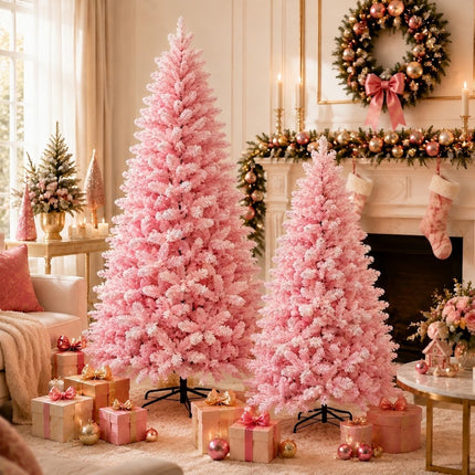 150cm Pink Christmas Tree Snow Flocked Warm White LED Light Xmas Decor