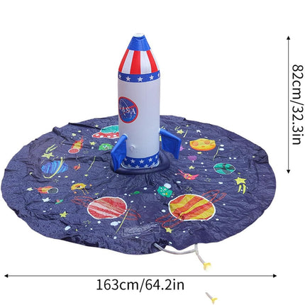 Sprinkler Water Play Mat Rocket Splash Outdoor Inflatable Pad Pool Fun Kids