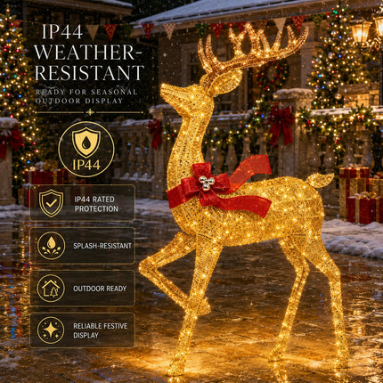 180 mm Solar Powered LED Christmas Reindeer Decor Lighted Iron Frame Indoor Outdoor