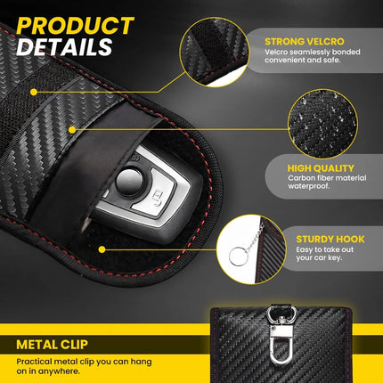 Anti-Theft Faraday Box With 3 Bags For Car Key Fob Signal  Universal Fit