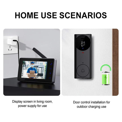 Wireless Video Doorbell Security Camera Ring Door Bell /W 4.3" Screen Intercom