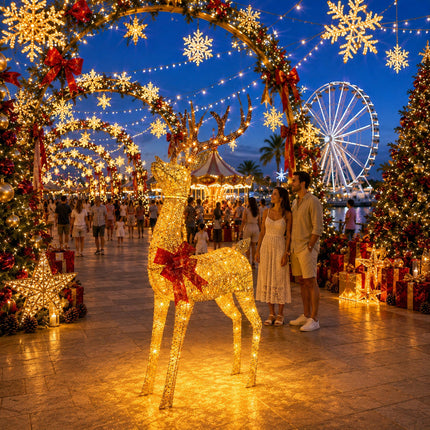 180cm Animated Solar Christmas Reindeer LED Light - Rotating Head, Iron Frame,Indoor & Outdoor