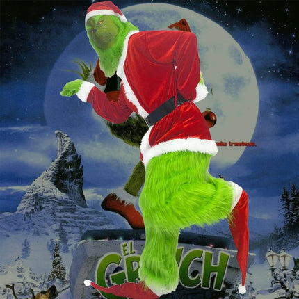 Grinch Costume Cosplay Green Monster Costume Furry Xmas Santa Full Set Outfit