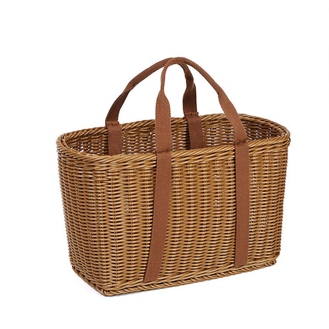 Imitation Rattan Woven Basket Shopping Basket Fruit Vegetable Storage Basket Large