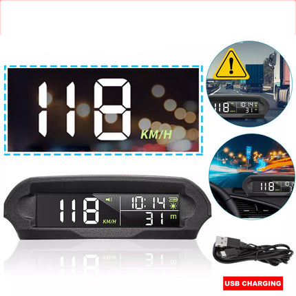 Wireless Solar GPS Speedometer Powered Car HUD Head-Up Display Digital Universal