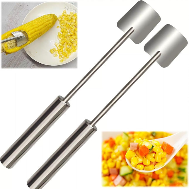 2PCS Corn Cutter Corn Peeler Stainless Steel Splitter Tool with Ergonomic Handle