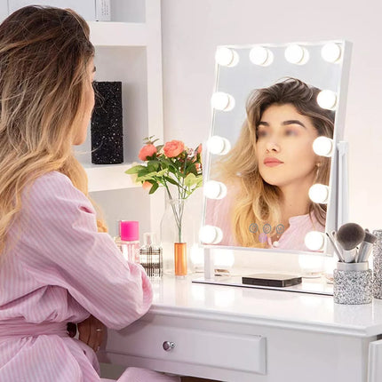Hollywood Makeup Mirror With 12 Bulb LED Lighted Vanity 30 x 43CM Desk Mirrors