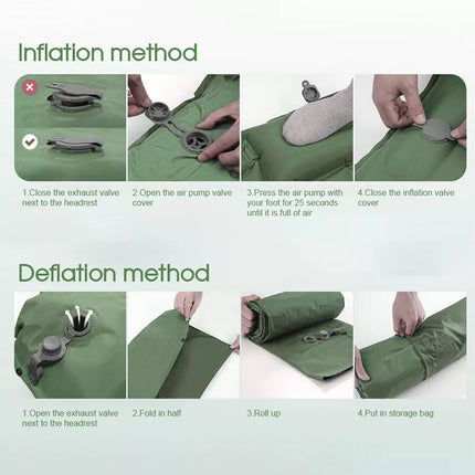 Self Inflating Mattress Camping Hiking Airbed Mat Sleeping with Pillow Bag Camp Grey