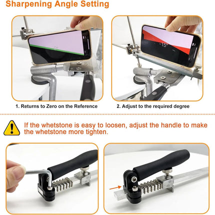Knife Sharpener System Angle Adjustable Sharpening w/ 10 Whetstones & Gloves Set