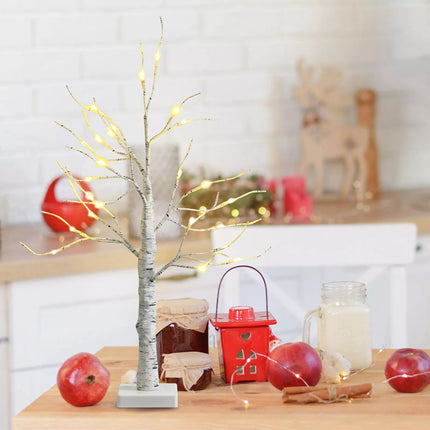 60cm Christmas Birch Twig Tree Tabletop Tree 24 Warm White LED Light Home Decor