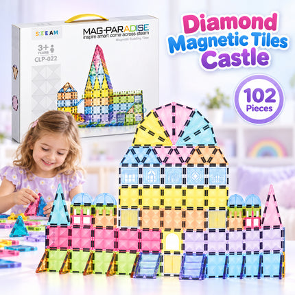 102 Pcs Diamond Magnetic Tiles Castle Building Set Construction Christmas Gift