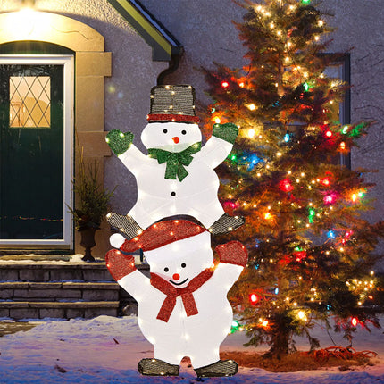 1.4M Christmas Lighted Double Snowman Decor Xmas Home Outdoor Yard Garden Sign