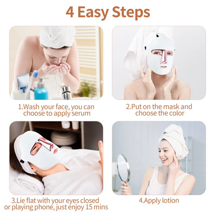 7 Colour LED Photon Face Mask Light Neck Rejuvenation Skin Wrinkle Therapy
