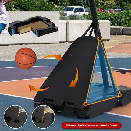 Professional Adjustable Height Basketball Hoop Stand Metal Portable 2.45m-3.05m