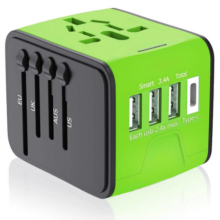 FAST 3.4 / 5A Universal Travel Adapter 3 USB &Type-C Outlet Converter Plug Power