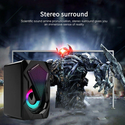 Surround Sound Speakers Wired for Desktop Computer Gaming Bass USB System LED