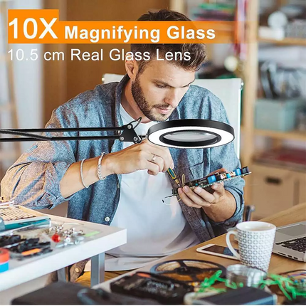 10X Magnifying Glass with 72 LED Light Magnifier Crafts Reading Desk Stand Lamp