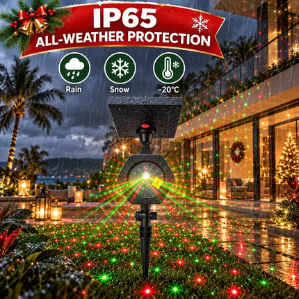 6 in 1 Solar Christmas Laser Projector Lights Outdoor Garden Yard Xmas Party Decor IP65