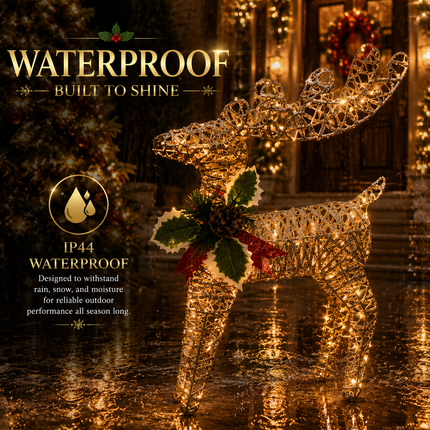60cm LED Glitter Reindeer Christmas Decoration Xmas Deer Ornament Indoor Outdoor