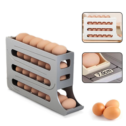 Egg Dispenser Removable Egg Storage Box Automatic Scrolling Egg Rack 4-Tier Grey PP