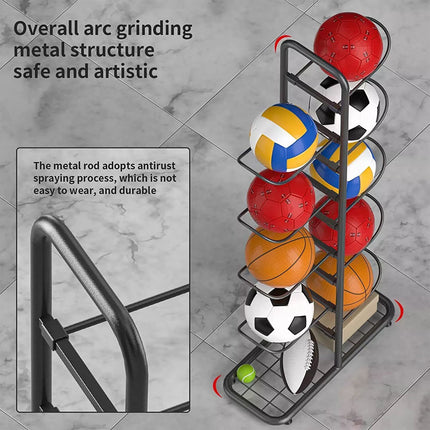 Ball  Rack Basketball Holder Garage Sports Organizer 9-Ball Display Stand