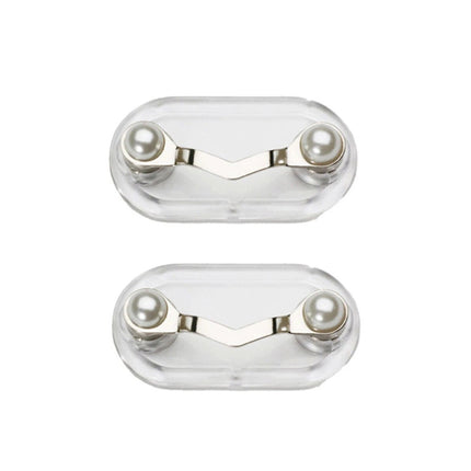 2Pcs Stainless Steel Eyeglass Holder Clip for Spectacles and Sunglasses-White Pearl