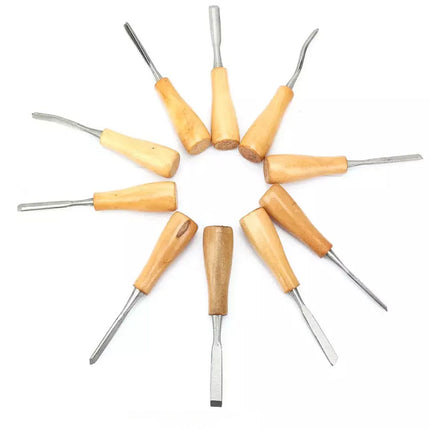 10PCS Professional Wood Carving Hand Chisel Tools Woodworking Gouges Kit Set