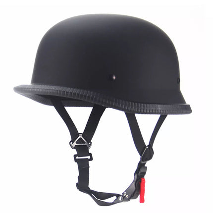 Motorcycle Cruiser Helmet Half Face German Helmet Motorcycle Helmet Bright Black （XL）