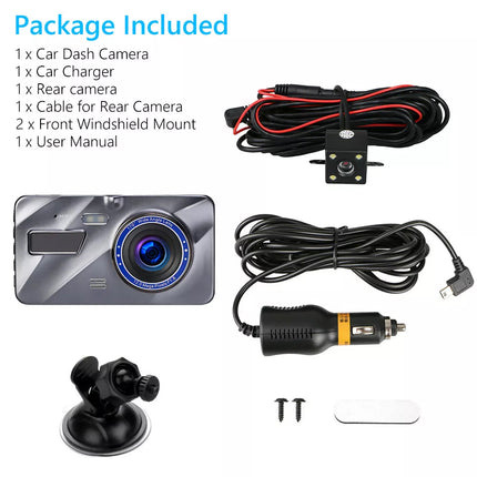 1080P Car Dash Camera Dual Front and Rear Video DVR Recorder Night Vision Kit