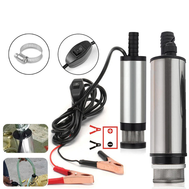 12V Aluminium Diesel Fuel Pump Submersible Transfer Vessel Water Oil Car Auto AU