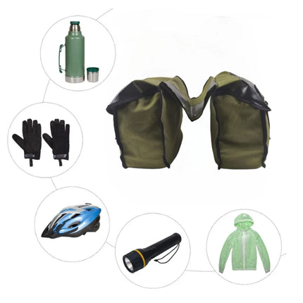 PU Motorcycle Side Saddle Bags Mountain Bike Rear Saddlebags Pannier Storage Bag  (Army green)