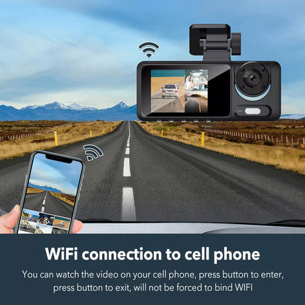 1080P Car Dash Camera DVR Video Recorder Front/Inside/Rear Three Cam G-sensor