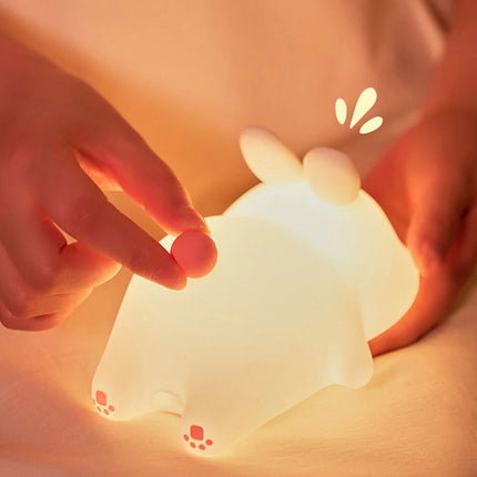 Big face rabbit patting small night light colorful toy ornaments