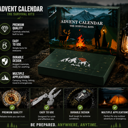 24 IN 1 Advent Calendar Outdoor Camping Gear Multi Tool Set Hiking Kit